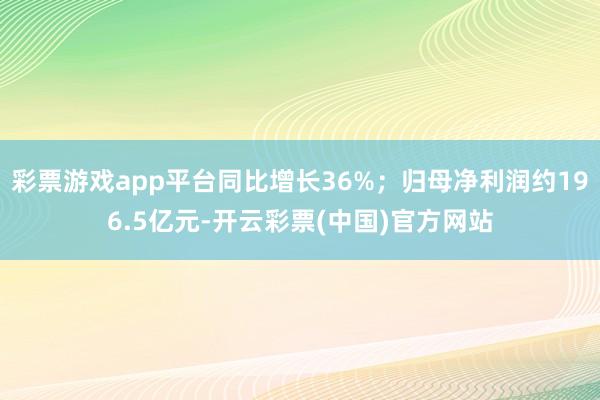 彩票游戏app平台同比增长36%；归母净利润约196.5亿元-开云彩票(中国)官方网站