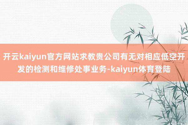 开云kaiyun官方网站求教贵公司有无对相应低空开发的检测和维修处事业务-kaiyun体育登陆