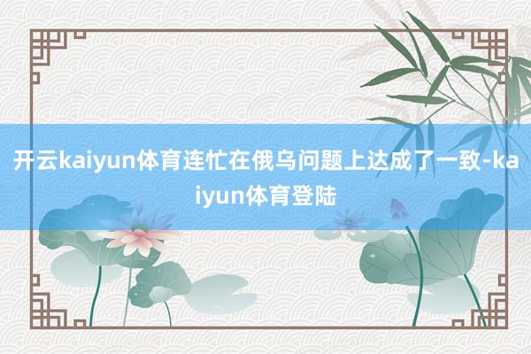 开云kaiyun体育连忙在俄乌问题上达成了一致-kaiyun体育登陆